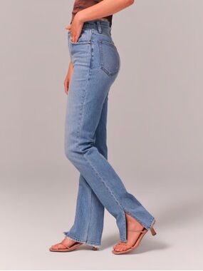 Abercrombie and fitch curve love 90s relaxed jeans split hem size 28/6 short